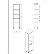 Vetrina 1 anta con piedini, finitura Rovere grigio e Nero