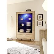 Vetrina doppia colonna "Wood" 2 ante 1 cassetto, Sherwood Oak - 106x177 cm