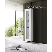 Vetrina sospesa con anta battente, finitura bianca lucida