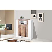 Vetrinetta di design 4 ante una ribalta, finitura Pero e Bianco laccato lucido