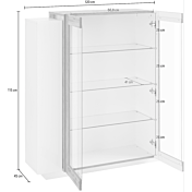 Vetrina soggiorno moderno in finitura Bianco lucido e Ardesia