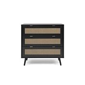 Madia moderna Arendal con 3 cassetti in finitura Nero opaco con dettagli Oro