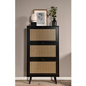 Scarpiera Arendal con 3 cassetti in finitura Nero opaco con dettagli Oro