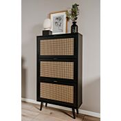 Scarpiera Arendal con 3 cassetti in finitura Nero opaco con dettagli Oro