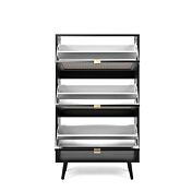 Scarpiera Arendal con 3 cassetti in finitura Nero opaco con dettagli Oro