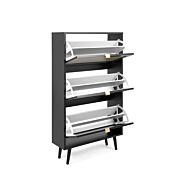 Scarpiera Arendal con 3 cassetti in finitura Nero opaco con dettagli Oro