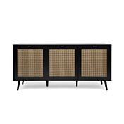 Credenza Madia moderna Arendal con 3 ante in finitura Nero opaco con dettagli Oro