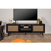 Mobile porta Tv Arendal con 2 ante in finitura Nero opaco con dettagli Oro