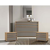 Comò moderno Noce biondo e Grigio cenere