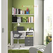 Scrivania con cassettiera e vano a giorno in finitura Grigio Titanio, Cemento Artico