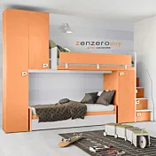 Cameretta Jonathan per ragazzi, papaya e bianco opaco