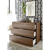 Comò moderno conveniente a 3 cassetti, finitura Noce Stelvio