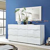 Madia onda a 3 ante, finitura bianco lucido, design moderno