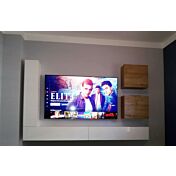 ACQUISTA ANCHE TU Parete attrezzata bianca laccata lucida e noce stelvio moderna