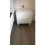 Coppia di comodini stile contemporaneo, bianco avatar e serigrafia floreale