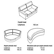 Divano moderno Lhotse, laterale 2 posti maxi con angolo