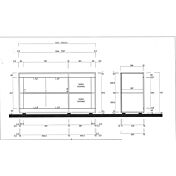 Credenza Madia moderna, 2 ante e vano a giorno con mensola, finitura Ossido e Beton