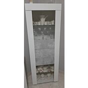 Vetrina stretta ad un anta Bianco Lucido e Beton