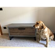 Panca in stile Industry con anta, Cemento e Rovere invecchiato