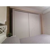 Armadio scorrevole stile contemporaneo a 2 ante, bianco avatar