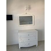 Comò serigrafato con 3 cassetti in finitura Bianco