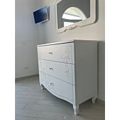 Comò serigrafato con 3 cassetti in finitura Bianco
