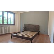 Letto matrimoniale moderno Edge Plus con testata in legno, finitura Fusion