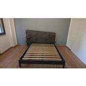 Letto matrimoniale moderno Edge Plus con testata in legno, finitura Fusion