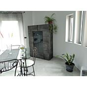 Pratica Vetrina dal design moderno a 2 ante, finitura Ossido