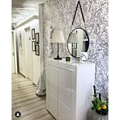 Madia Credenza Moderna, Madia di Design, 2 ante Alta, Bianco Lucido