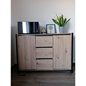 Credenza Madia industry 2 ante 3 cassetti, Rovere Nodato e struttura in Antracite