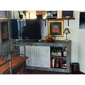 Credenza Madia moderna, 2 ante e vano a giorno con mensola, finitura Ossido e Beton