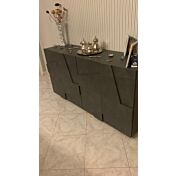 Credenza Madia moderna con 4 ante dal disegno geometrico in finitura Ardesia