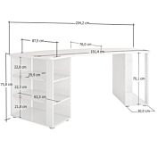 Innovativa Scrivania moderna colore Bianco lucido, Made in Italy
