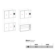 Armadio con vano Tv, 6 ante battenti e 3 cassetti in Grigio seta e Noce moro