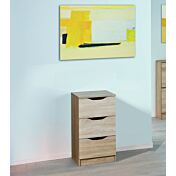 Cassettiera 3 cassetti, finitura rovere