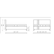 Letto contenitore Hamal in tessuto in finitura grigio cenere, grigio seta ed antracite