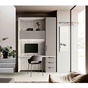 Zona studio moderna in Bianco altea e Grigio seta