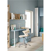 Zona studio moderna camerette, finitura Cadaques, Royal oak e Cemento artico