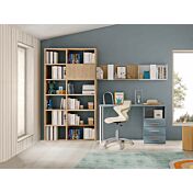 Zona studio moderna camerette, finitura Cadaques, Royal oak e Cemento artico