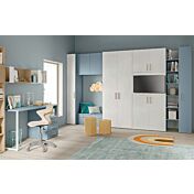 Armadio con porta tv e libreria, finitura Cemento artico, Cadaques e Royal oak