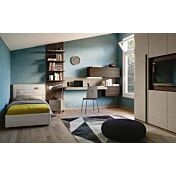 Zona studio camerette, finitura Argilla e Noce moro