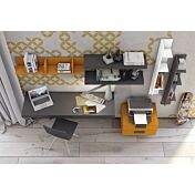 Scrivania moderna sospesa per ragazzi, finitura Grigio titanio