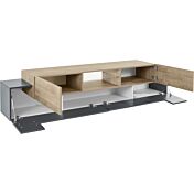 Conveniente Mobile porta tv Antracite e Oak, 2 ante 2 ribalte