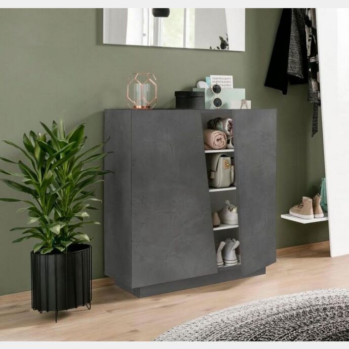 Scarpiera 2 ante 1 anta ribalta bianco lucido e pero