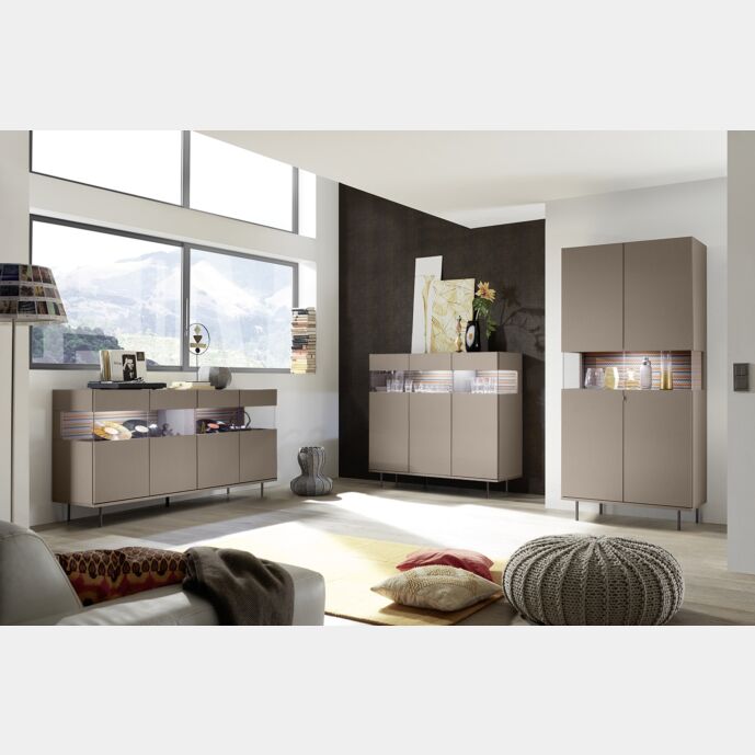 Sala completa moderna, finitura bronzo con piedini di design