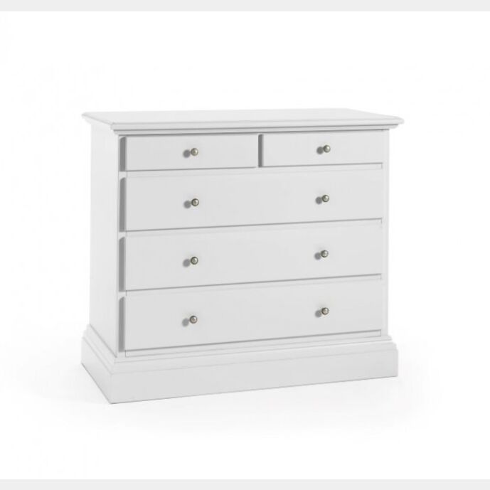 Comò in legno, laccato bianco - 5 cassetti