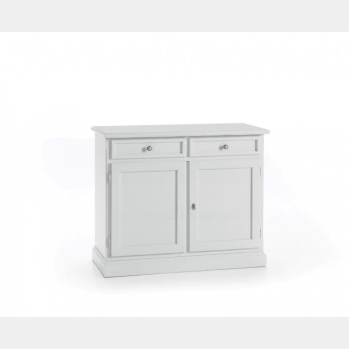 Credenza in legno bianco laccato con pomelli anticati - cm 106x86