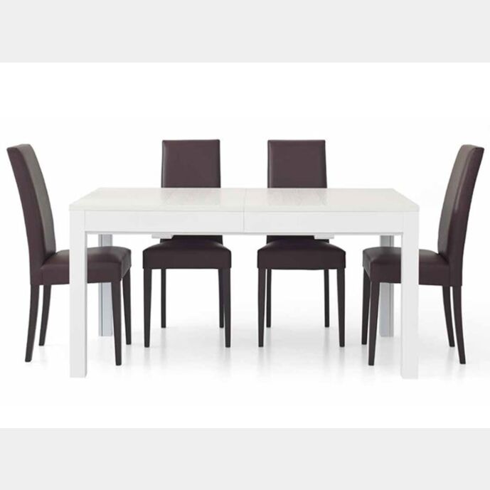 Tavolo allungabile in legno, finitura bianco frassinato