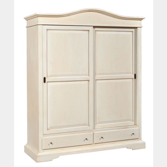 Armadio 2 porte 2 cassetti, finitura Avorio pennellato